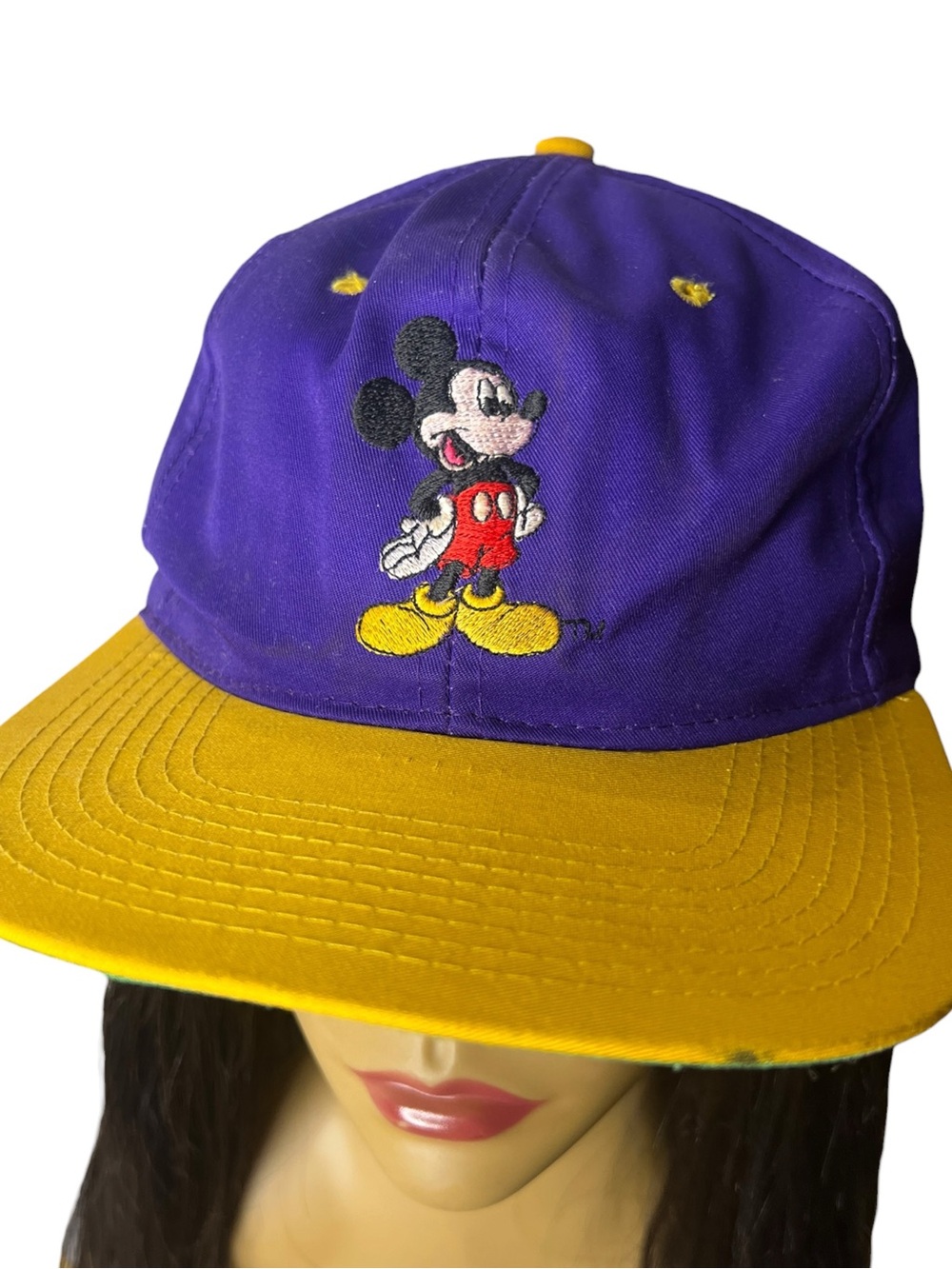 Vintage 90s Disney Mickey Mouse Mickey Unlimited Purple Gold Snapback Hat